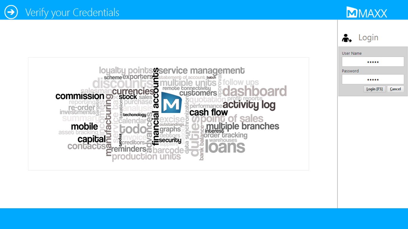login screen -MaxxERP